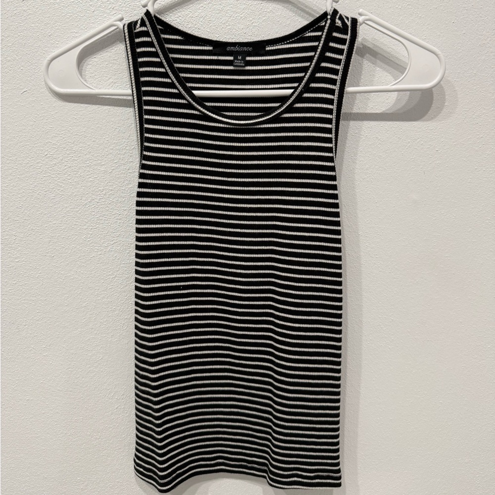Black and white striped tank top
